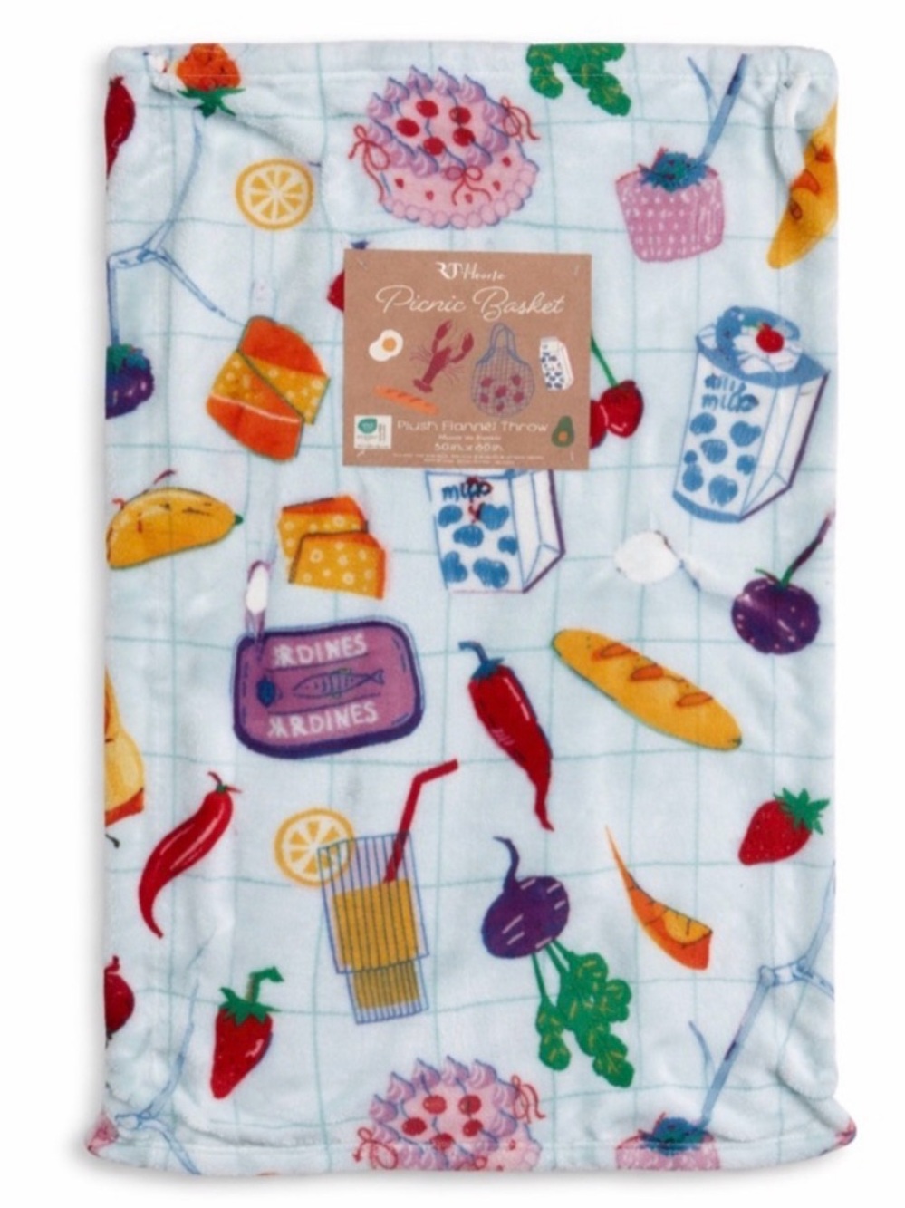 RT Home Picnic Basket Plush Flannel Throw